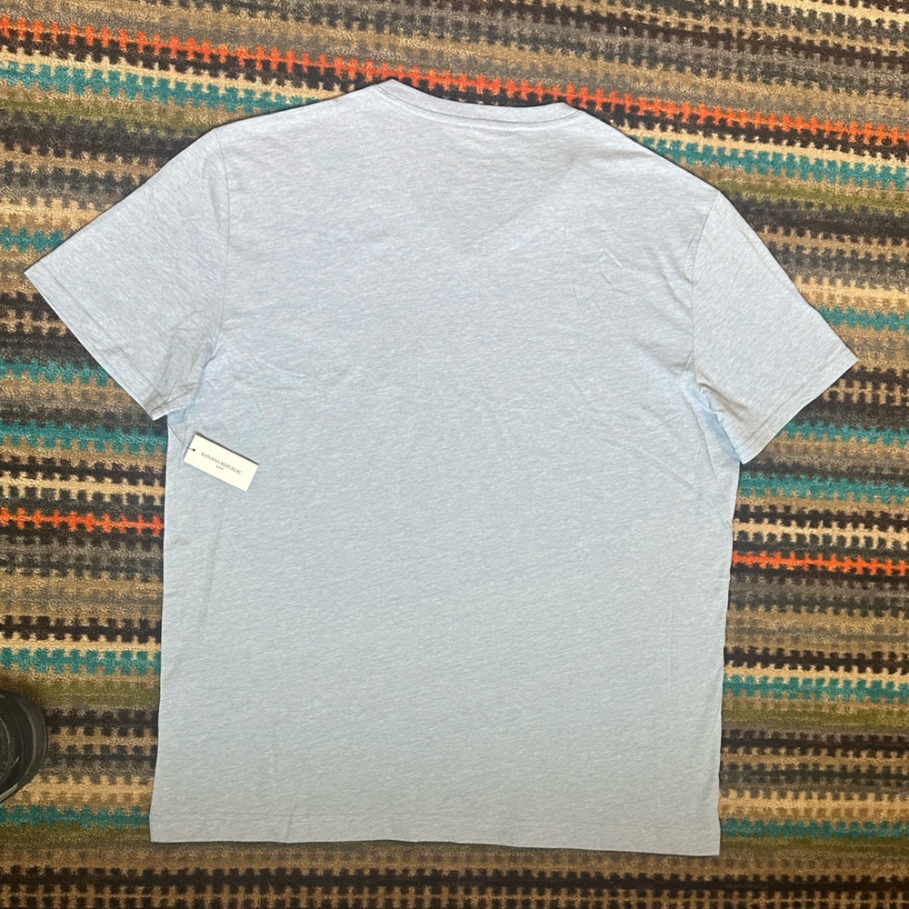 Banana Republic Mens Premium Wash Blue T Shirt V-Neck Short Sleeve NWT $30 - Picture 9 of 11